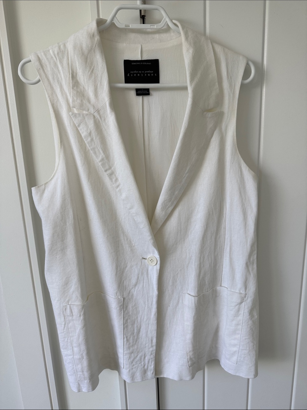 Sanctuary White Linen Blend Sleeveless Vest